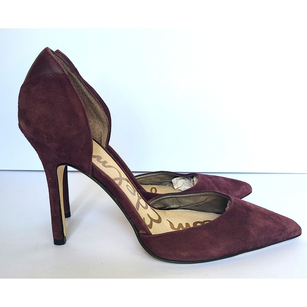 Sam Edelman US 9 D'Orsay Plum Purple Suede Heels Delilah Pointed Quiet Luxury - Picture 2 of 8